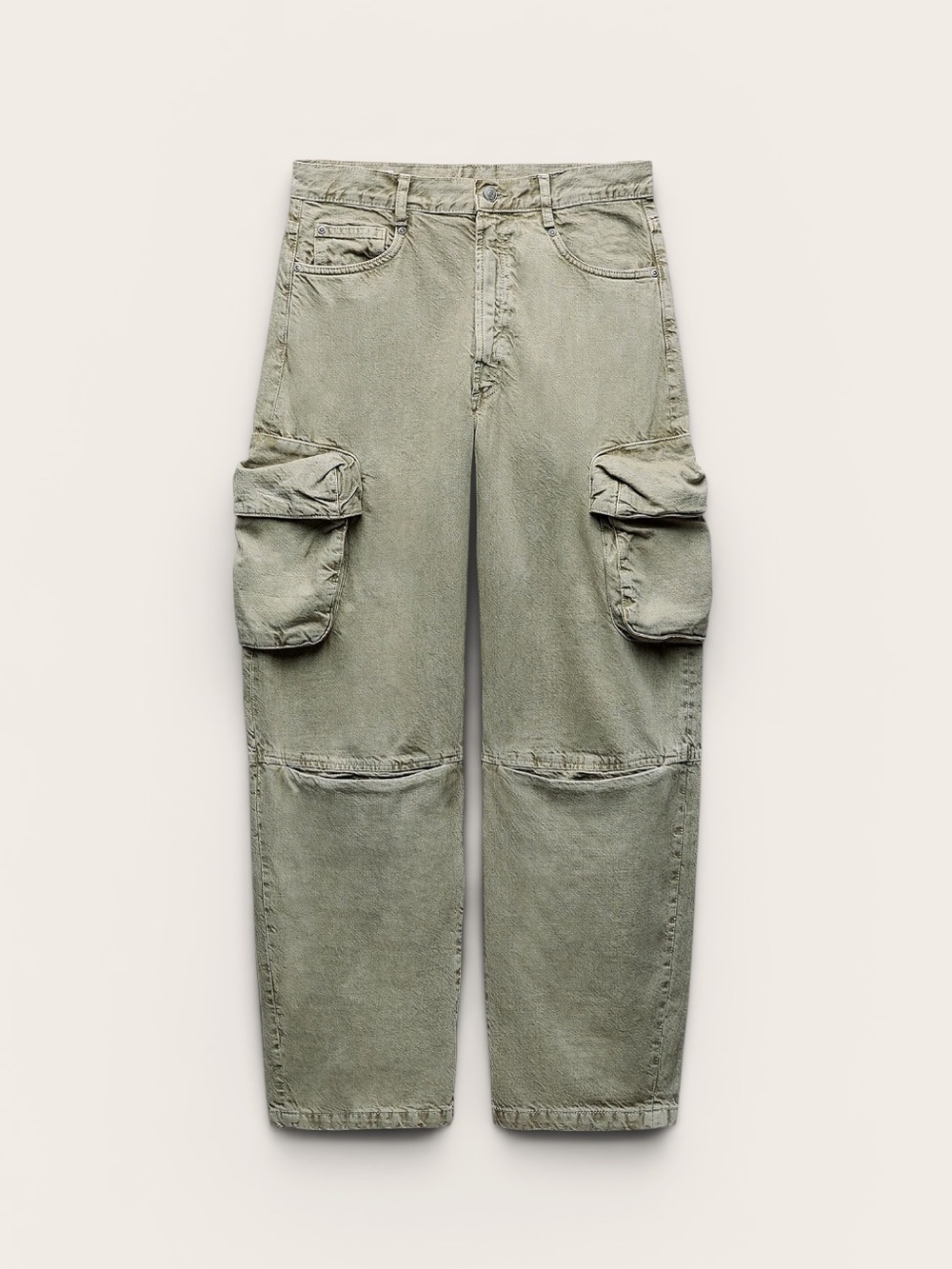 Zara TRF Mid-Waist Boyfriend Cargo Jeans